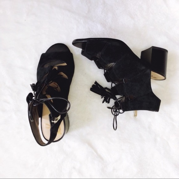 Sam Edelman Black Suede Sarabeth Heels with Side Zipper - Picture 2 of 7